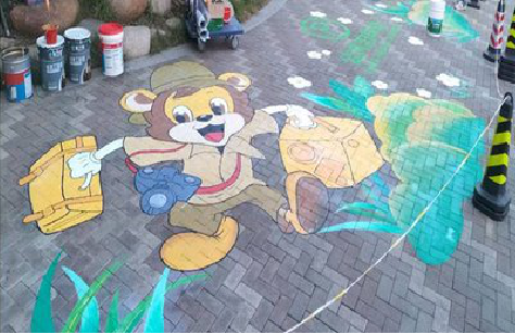 灵川夏季画地面彩绘会遇到的问题